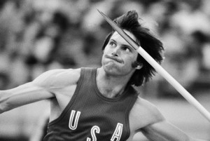 FILE  - In this July 30, 1976, file photo, Bruce Jenner, of the United States, throws the the javelin during the decathlon competition at the Olympics in Montreal, Canada. Jenner made his debut as a transgender woman on the cover for the July 2015 issue of Vanity Fair.  (AP Photo/File)