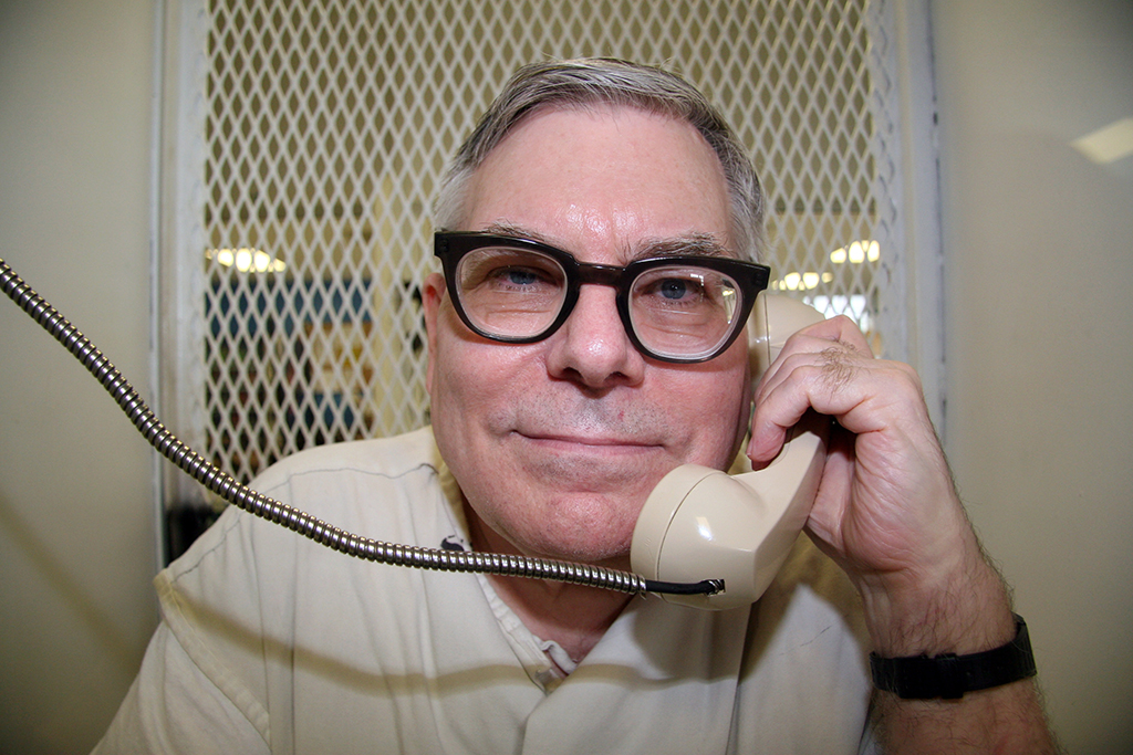Texas death row inmate Lester Bower is photographed May 20, 2015, during an interview from a visiting cage at the Texas Department of Criminal Justice Polunsky Unit near Livingston, Texas. Bower is set to be executed June 3, 2015, for the fatal shootings of four men at an airplane hangar north of Dallas in 1983. At 67, Bower would be the oldest inmate executed in Texas since the state resumed carrying out the death penalty in 1982. (AP Photo/Michael Graczyk)